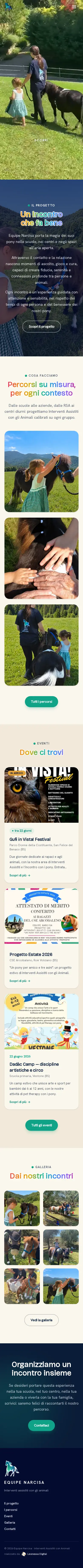 Il sito equipenarcisa.com per intero, visto da telefono.