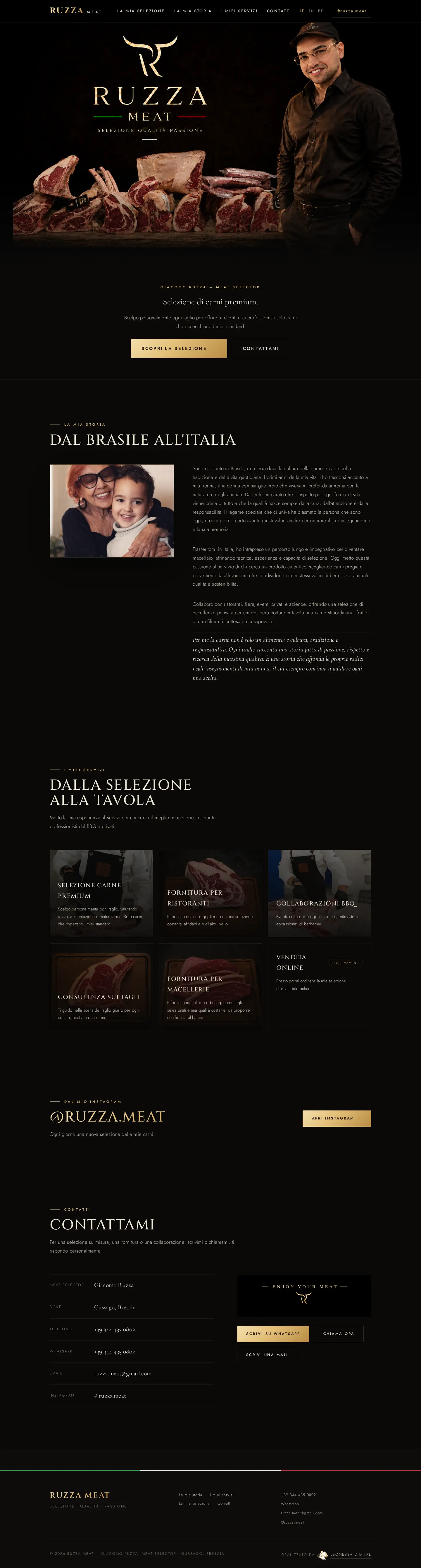 Il sito ruzzameat.com per intero, visto da computer.